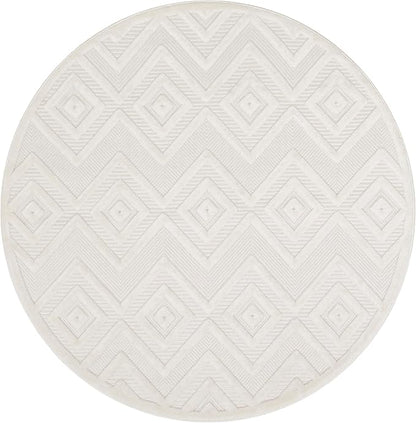 Nourison Home Versatile Ivory White 4' x Round Area Rug - Easy Clean, Non Shedding, Bed Room, Living Room, Dining Room, Kitchen (4' x Round)
