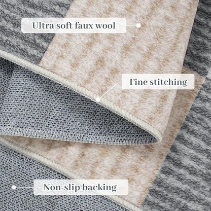 LIVEBOX 3x5 Washable Area Rug Checkered Clearance, Non-Slip Small Entryway Rug Grey Farmhouse Neutral Classic Geometric Boys Rug for Bedroom Living Room Low-Pile Carpet for Indoor Kitchen(Grey 3'x5')