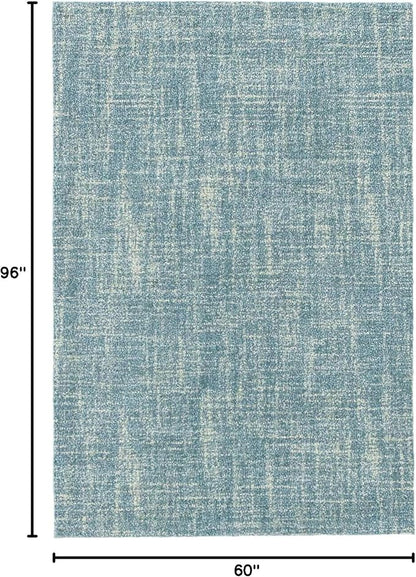 Dash and Albert Crosshatch Wool Area Rug - 5' x 8' Aegean Solid Hand Micro Hooked Accent Rug - Durable, High Traffic Areas Bedroom, Hallway, Stairs - Premium Luxury Hotel Quality Soft Breathable