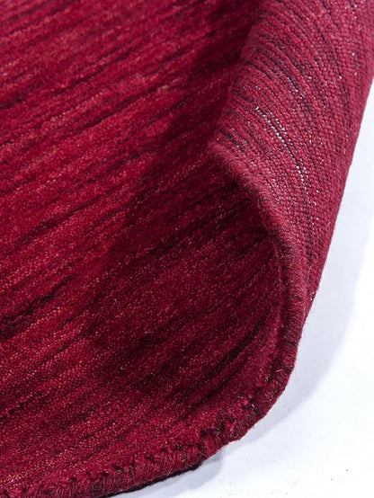 Hand Knotted Loom Wool ECO-Friendly Area Rugs - 8'x8', Square, Dark Red Color, Solid Plain Design, High Pile Handmade Anti Skid Area Rugs for Living Room, Bed Room (L00111)