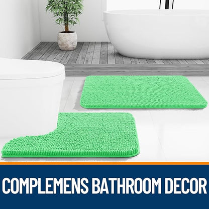 OLANLY Bathroom Rugs 44x24, Extra Soft Absorbent Chenille Bath Rugs, Rubber Backing Quick Dry, Machine Washable Bath Mats for Bathroom Floor, Tub and Shower, Home Decor Accessories, Mint Green