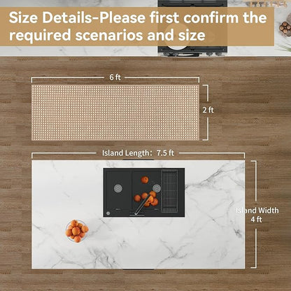 2x6 ft Boho Kitchen Runner Rugs Mat Non Slip Woven Runners for Hallways Washable, Soft Long Entryway Laundry Hall Floor Runner Carpet for Indoor Backdoor Bedroom Kitchen Living Room, Brown