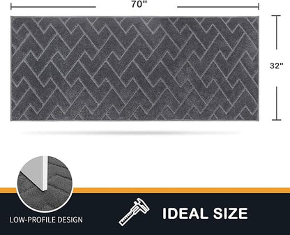 PURRUGS Dirt Trapping Door Mat 32" x 70", Non-Slip Machine Washable Entry Rug, Shoe Scraper, Dog Doormat, Super Absorbent Welcome Mat for Front & Back Door, Muddy Wet Shoes & Paws, Grey