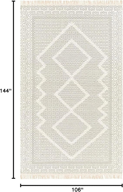 Mark&Day Wool Rugs, 9x12 Nishnabotny Cottage Light Gray Area Rug, Grey Beige Carpet for Living Room, Bedroom or Kitchen (8'10" x 12')