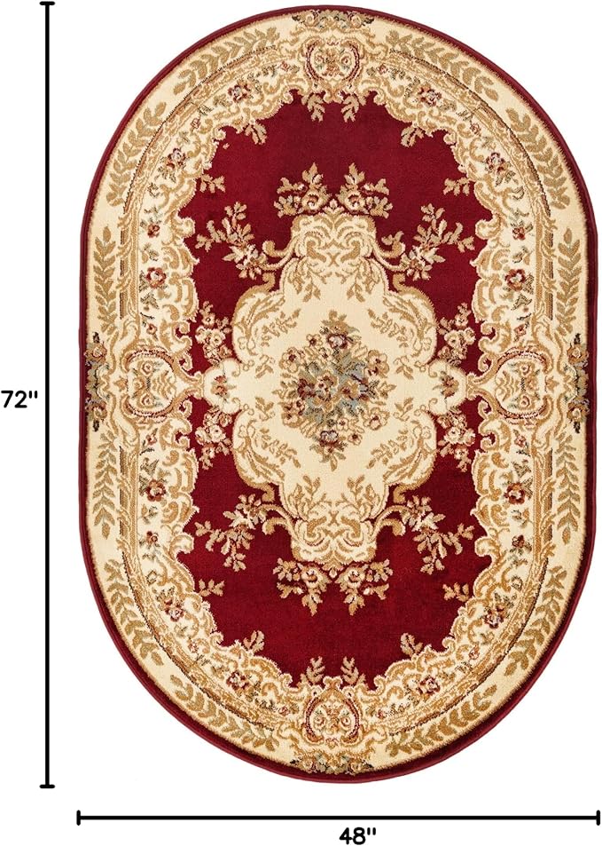 Rugs.com Chateau Collection Rug - 4' x 6' Oval Red Medium Pile Rug
