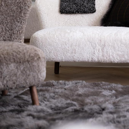 Real Sheepskin Rug 4x6 ft | Sheepskin Rugs for Living Room and Sofa | Bedside Rugs for Bedrooms | Large Fluffy Rug is Breathable & Heat-regulating in Color Dark Grey