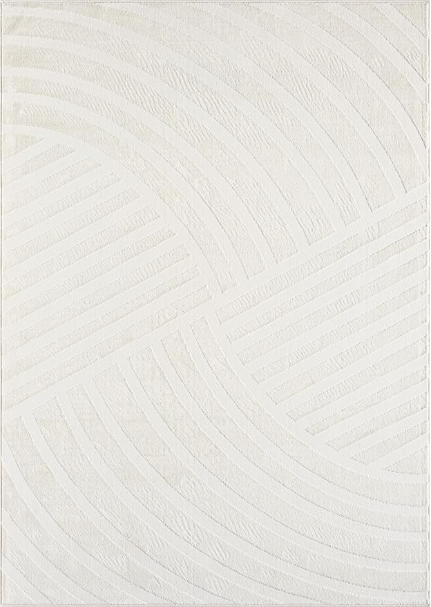 Abani Zen 2' x 3' Cream Rug – Neutral Modern Linear Pattern, Small Soft Accent Rug for Entryway & Bedroom, Durable & Easy to Clean