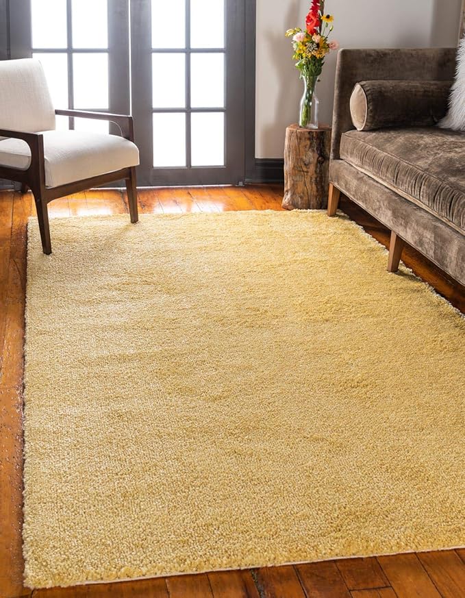 Unique Loom Solo Collection Area Rug - Calabasas (5' 3" x 7' 7" Rectangle, Yellow)