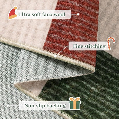 LIVEBOX 8x10 Area Rugs for Living Room Clearance, Checkered Non-Slip Washable Rugs, Farmhouse Neutral Classic Pattern Boys Area Rug for Bedroom, Carpet for Dining Room(Red,8'x10')