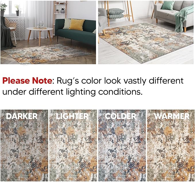 Keen Home Design Area Rugs - 2x20 Non-Shedding, Abstract Rugs for Kitchen, Living Room, Bedroom, Dining Room, Entryway - Size: 2'8" x 20', Multi