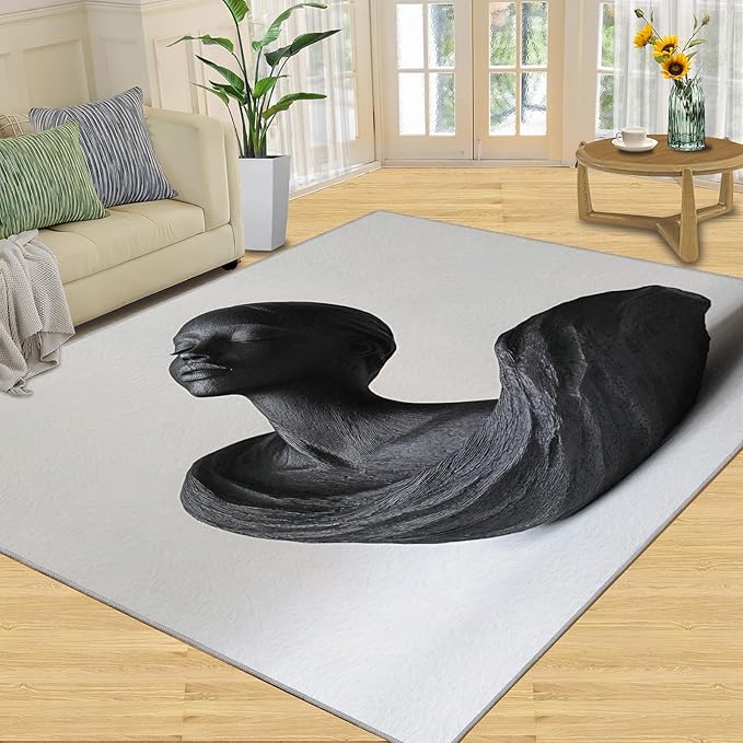 3x4 Sculpture Art Rugs for Entryway - 3D Portrait Kids Bedroom Rug, Female Bust Mudroom Rug Soft for Coffee Shop Living Room Under Table Game Room