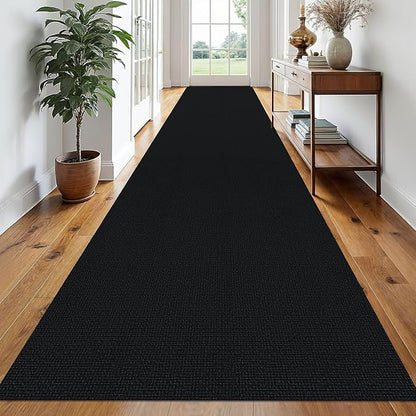 EARTHALL Runner Rug 3x20 Ft Washable Runners for Hallways Extra Long Woven Non Slip Entryway Runner Braided Kitchen Runner Indoor Outdoor Carpet Runners for Hotels, Officel, Stair, Black