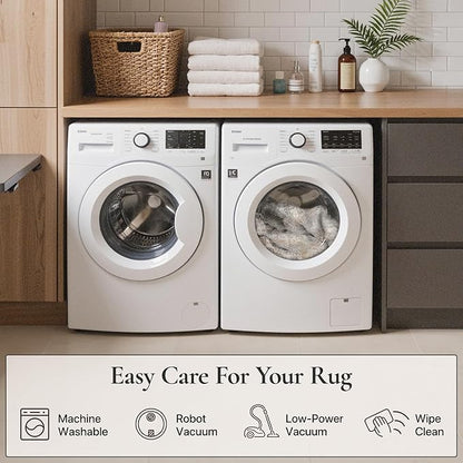 GENIMO Washable 5x7 Area Rugs for Living Room, Non Slip Modern Abstract Rug, Machine Washable Stain Resistant Low Pile Soft Carpet for Bedroom, Dining, Office, Light Grey Brown