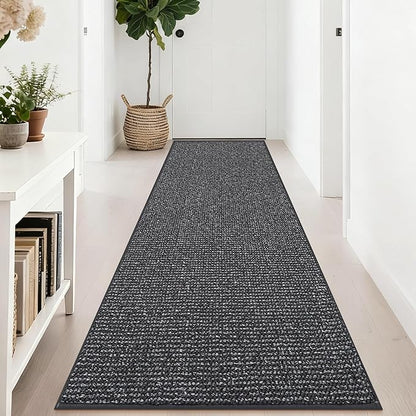 BEQHAUSE Hallway Runner Rugs 2.6x8, Hallway Rug Non-Slip Washable(Rolled-Up NO Creases), Runner Rug Absorbent Stain Resist Hall Rug Carpet Runner, Entryway Rugs Floor Mat Laundry Room Rugs, Charcoal