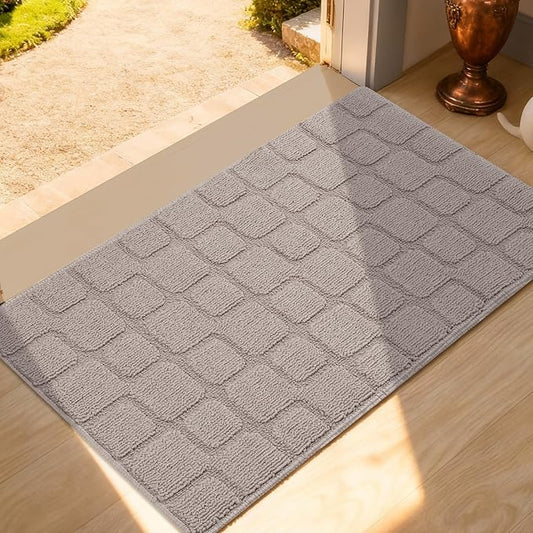Front Door Mat Outside Entrance, Outdoor Indoor Door Mats for Entryway, Entrance, Entry, Patio, Waterproof Non Slip Doormat, Low-Profile, 20" × 31.5“, Grey