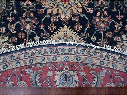 Power Black Hand Knotted All Over Pattern Pure Wool Round Oriental Rug (10'x10')