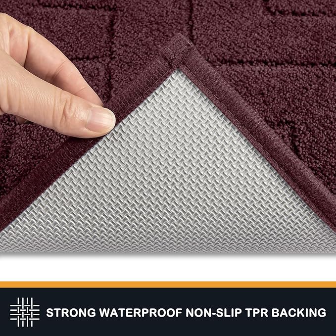 PURRUGS Dirt Trapping Door Mat 24" x 35.5", Non-Slip Machine Washable Entry Rug, Shoe Scraper, Dog Doormat, Super Absorbent Welcome Mat for Front & Back Door, Muddy Wet Shoes & Paws, Burgundy Red