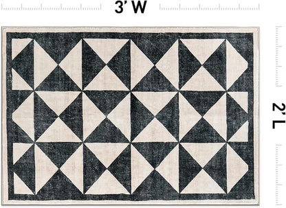 Rugshop Geometric Diamond Washable Non Slip Area Rug 2' x 3' Cream