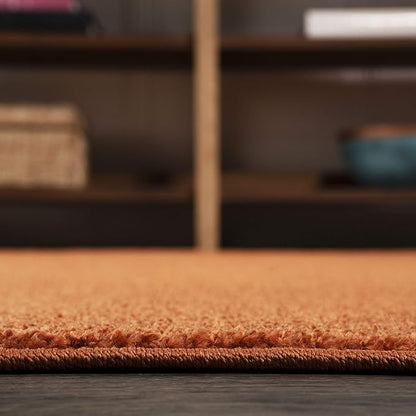 Eyely UES100M-7SQ Haze Solid Low-Pile Orange 7' Square Area Rug, Pet Friendly, Stain Resistant, Easy Cleaning, for Bedroom, Living Room, Kitchen
