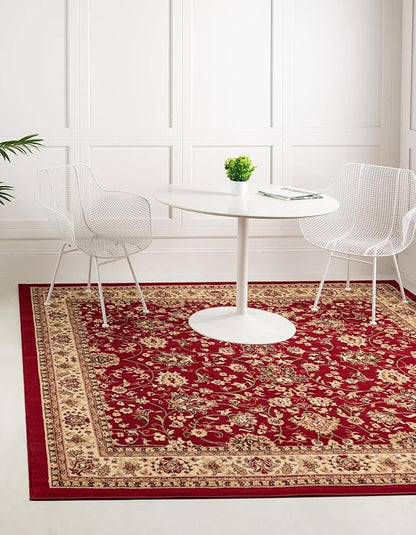 Unique Loom Sialk Hill Collection Area Rug - Washington (4' Square Burgundy/Cream)