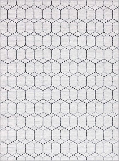 Rugs.com Lattice Trellis Collection Rug – 9' x 12' White Low-Pile Rug Perfect for Living Rooms, Large Dining Rooms, Open Floorplans