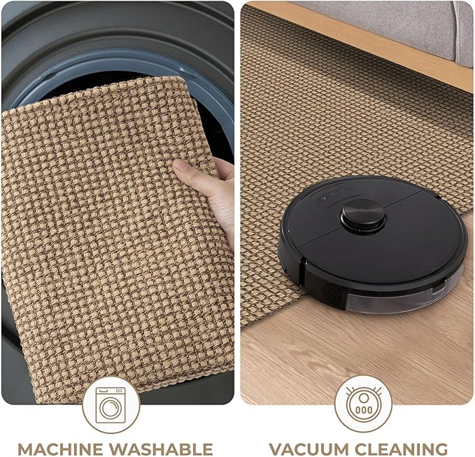 KOZYFLY Indoor Door Mat 2x3 ft Small Area Rugs Washable Front Door Mat Non Slip Rubber Backed Entryway Rug Cotton Entrance Doormat for Front Porch Bathroom Kitchen Bedroom, Tan/Orange/Brown