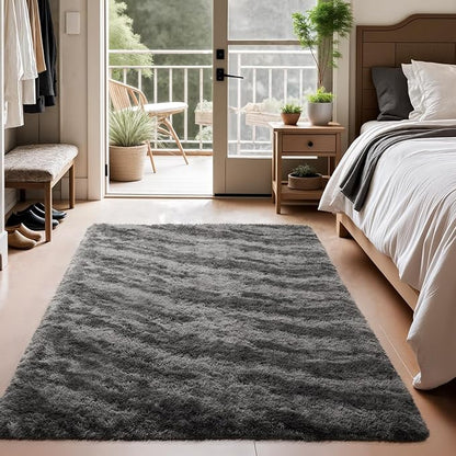 Zentavio Area Rugs for Living Room 4x6 Rugs for Bedroom Carpet Fluffy Fuzzy Soft Shag Aesthetic Plush High Pile Gray Throw Rug for Nursery Kids Room Dorm Marble Grey