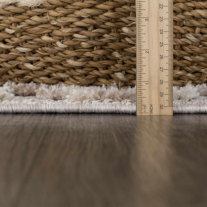Hauteloom Poydras Farmhouse Living Room Bedroom Modern Moroccan Area Rug - Soft Shaggy High Low Carpet - High Pile - Bohemian, Boho - Gray, Beige, Cream - 9'2" x 12'