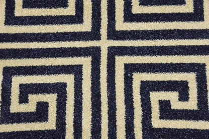Unique Loom Athens Collection Classic Geometric Modern Border Design Area Rug (2' 0 x 3' 0 Rectangular, Navy Blue/ Beige)