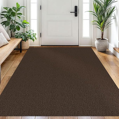 EARTHALL Washable Area Rug 4x6 Ft Non Slip Rugs for Entryway Braided Rubber Backed Bedroom Carpet Cotton Entry Rug Woven Floor Carpets for Bedroom Dining Room Living Room, Brown/Coffee