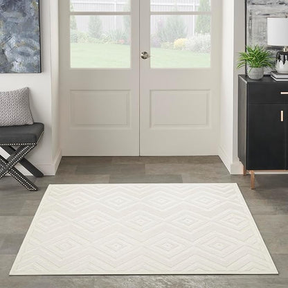 Nourison Home Versatile Ivory White 5' x Square Area Rug - Easy Clean, Non Shedding, Bed Room, Living Room, Dining Room, Kitchen (5' x Square)