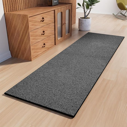 Runner Rug with Non Slip Rubber Backing, Washable Soft Floor Carpet for Kitchen, Hallway, Entryway Indoor, Bedroom, Laundry, Low Pile Area Rugs, Solid color with Pointillism style, 2*8 ft BLACK