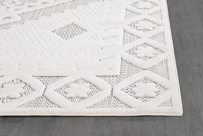 Modern Micro Loop Indoor Area Rugs for Living Room Bedroom Kitchen Geometric Trellis White 5x7 Luxury Durable Low and High Pile Non-Shedding Stain Resistant Soft Area Carpet 5 x 7