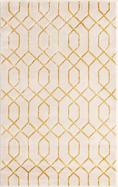 Marilyn Monroe Glam Collection Area Rug - Trellis (3' 3" x 5' 3" Rectangle, White Gold/ Gold)