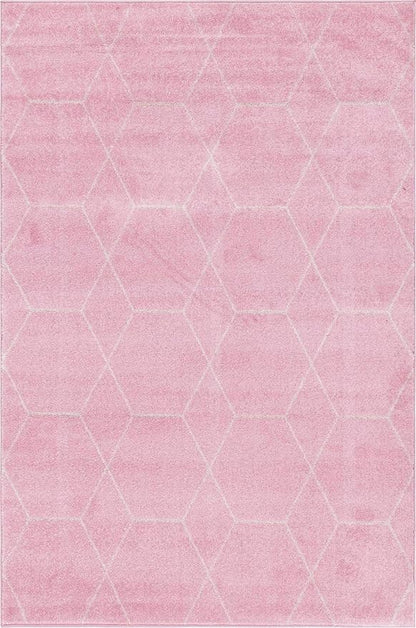Unique Loom Trellis Frieze Collection Area Rug - Geometric (6' 1" x 9', Light Pink/ Ivory)