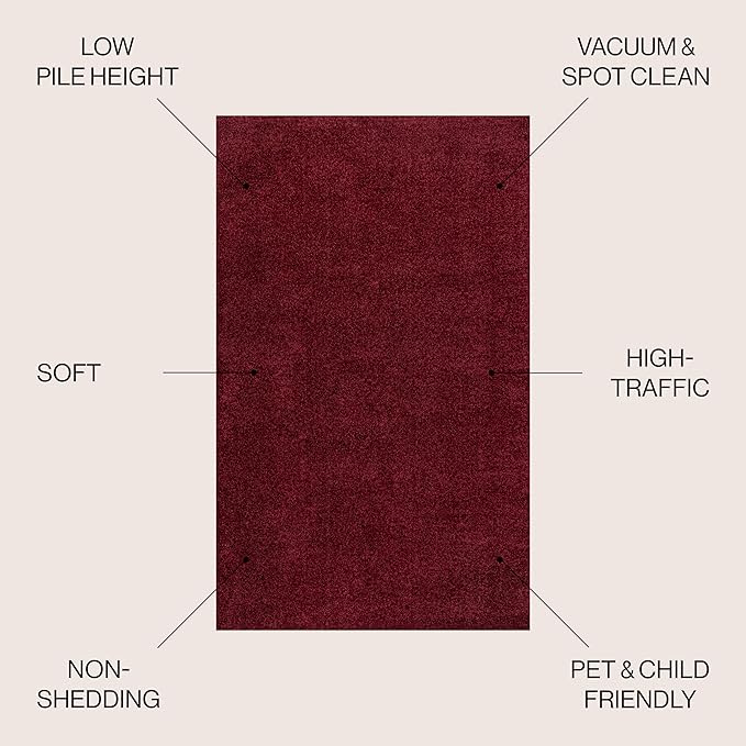 JONATHAN Y Haze Solid Low-Pile Dark Red 9x9 Square Indoor Area Rug, Coastal,Bohemian,Minimalist,Classic, Easy-Cleaning for Living Room,Bedroom,Kitchen,Pet Friendly,Non-Shedding (SEU100Q-9SQ)