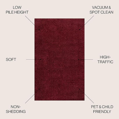 JONATHAN Y Haze Solid Low-Pile Dark Red Indoor Area Rug 3x5, Coastal,Bohemian,Minimalist,Classic, Easy-Cleaning for Living Room,Bedroom,Kitchen,Pet Friendly,Non-Shedding (SEU100Q-3)
