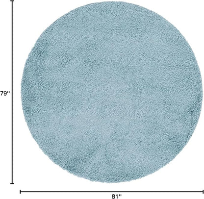 Unique Loom Davos Shag Collection Area Rug - Solid (6' 7" Round, Aqua)