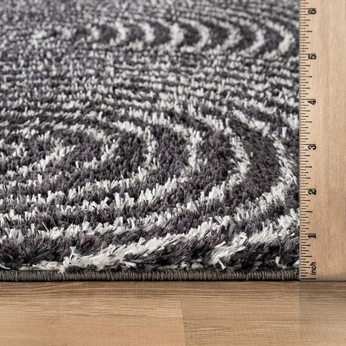 Rugshop Circles Arch Shag Runner Rug Anthracite Dark Gray 2' 3" x 8' Perfect for Hallways, Kitchens, or Behind The Sofa