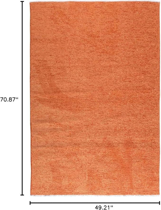 Alfa Rich 4x6 Burnt Orange Washable Area Rugs for Living Room Bedroom Kitchen Cotton Solid Decor Rug
