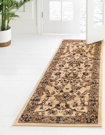 Unique Loom Sialk Hill Collection Area Rug - Washington (2' 11" x 19' 8" Runner Ivory/Black)