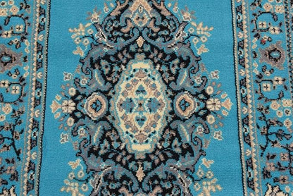 Unique Loom Reza Collection Traditional Persian Style Area Rug, 3 ft x 16 ft 5 in, Turquoise/Ivory