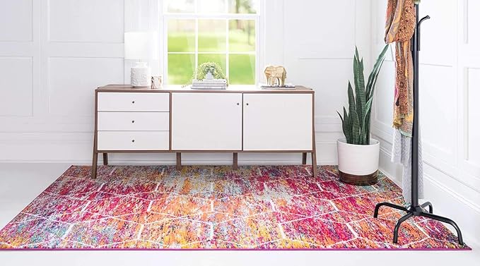 Unique Loom Trellis Frieze Collection Area Rug - Geometric (6' x 9', Multi/ Ivory)