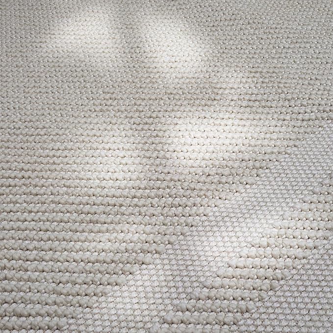 CAMILSON Micro Loop Rug 9x12 Modern Luxury Bordered Large Area Rugs Soft High and Low Pile Stain Resistant Easy-Cleaning Non-Shedding for Living Room Office Indoor Carpet (9 x 12 / White)