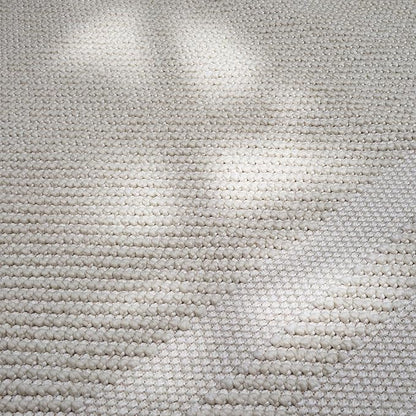 CAMILSON Micro Loop Rug 6x9 Modern Luxury Bordered Area Rugs Soft High and Low Pile Stain Resistant Easy-Cleaning Non-Shedding for Living Room Office Indoor Carpet (6 x 9 / White)