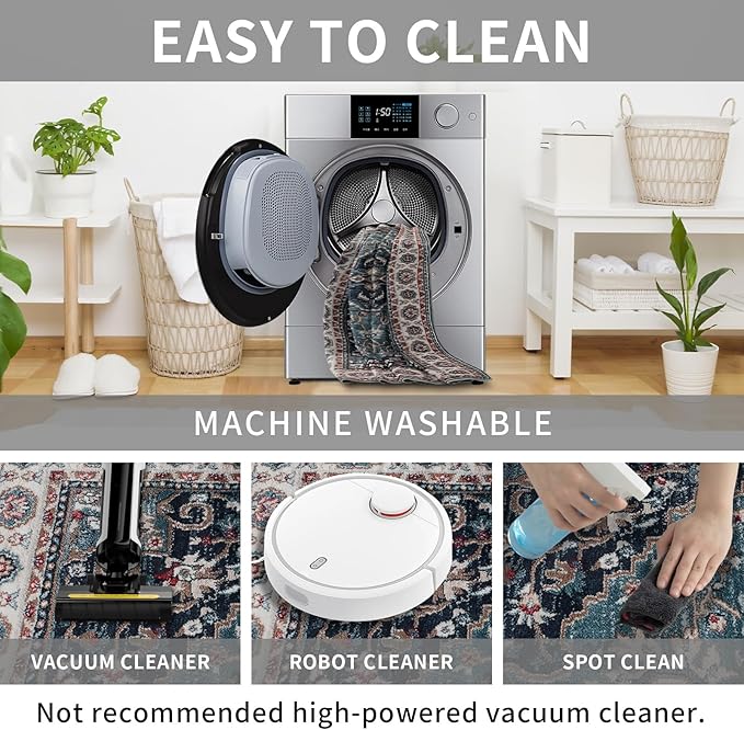 Easy-Going Area Rug 3x5 Entryway Rug Washable Inside Door Mats for Home Entrance Non-Slip Vintage Retro Small Rugs for Entry Living Room Bedroom Kitchen Bathroom Office Lightweight Carpet, Teal Brick