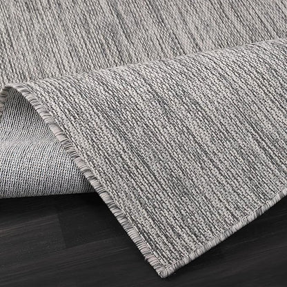 Beverly Rug Indoor Outdoor Rug 10x14, Washable Outside Carpet for Patio, Deck, Porch, Solid Modern Area Rug, Water Resistant, Silver Gray