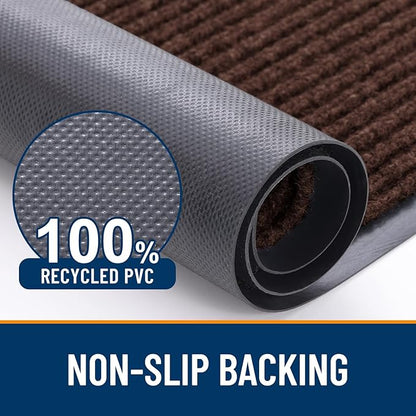 OLANLY Front Door Mat Indoor Outdoor Entrance, Waterproof Heavy Duty Doormat, Fade Resistant, Low Profile, Easy Clean Patio Porch Welcome Floor Mats for Entry, 33x21, Brown