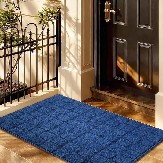 Front Door Mat Outside Entrance, Outdoor Indoor Door Mats for Entryway, Entrance, Entry, Patio, Waterproof Non Slip Doormat, Low-Profile, 31.5" × 39“, Navy Blue
