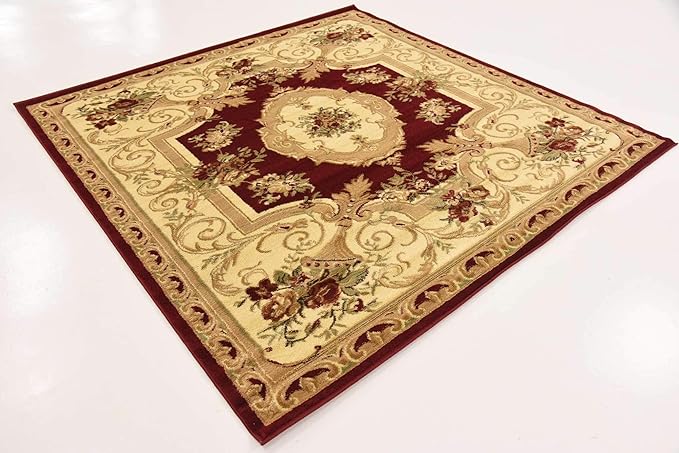 Unique Loom Versailles Collection Area Rug - Henry (6' 1" Square Red/Brown)